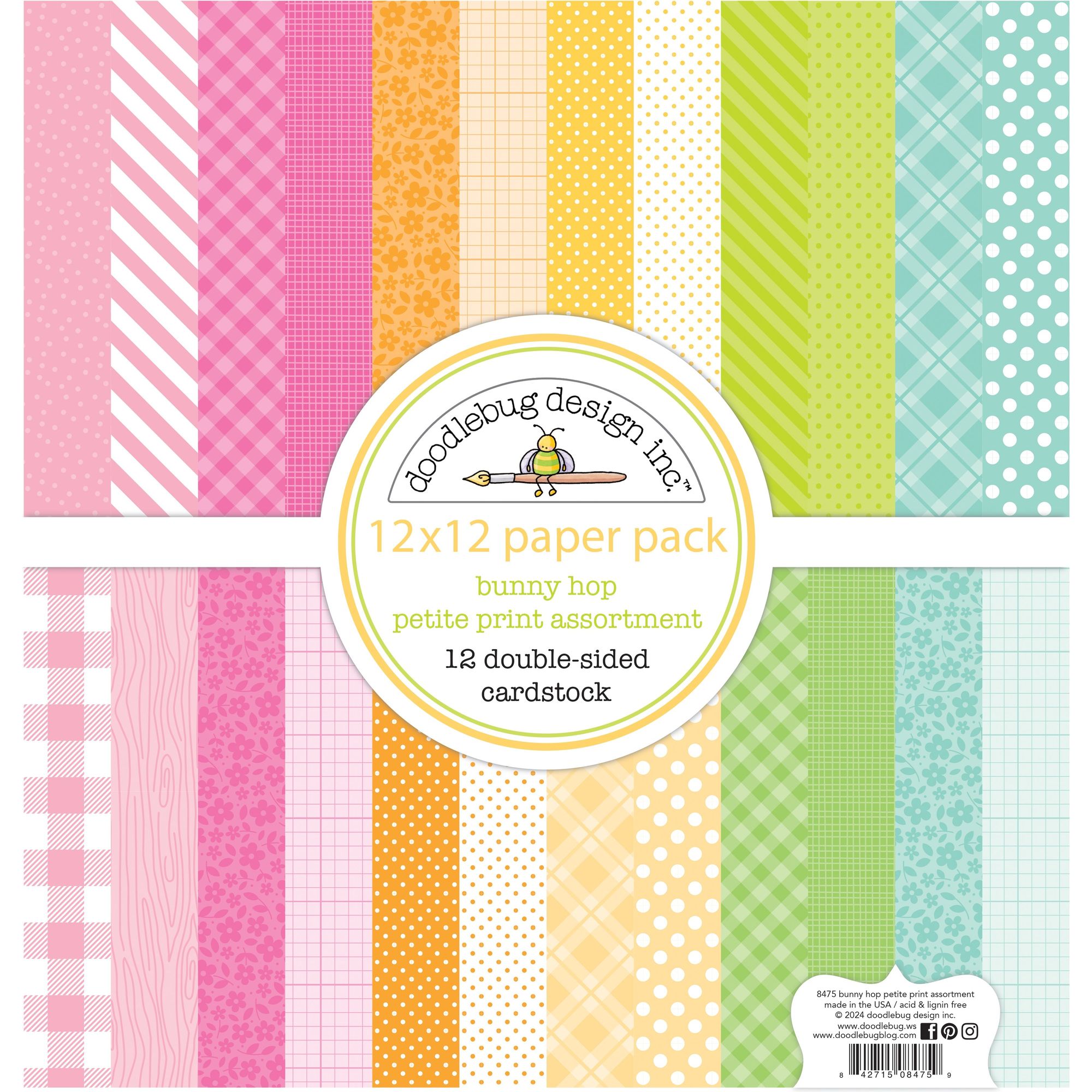Doodlebug Bunny Hop Petite Prints 12x12 Inch Assortment Pack 8475