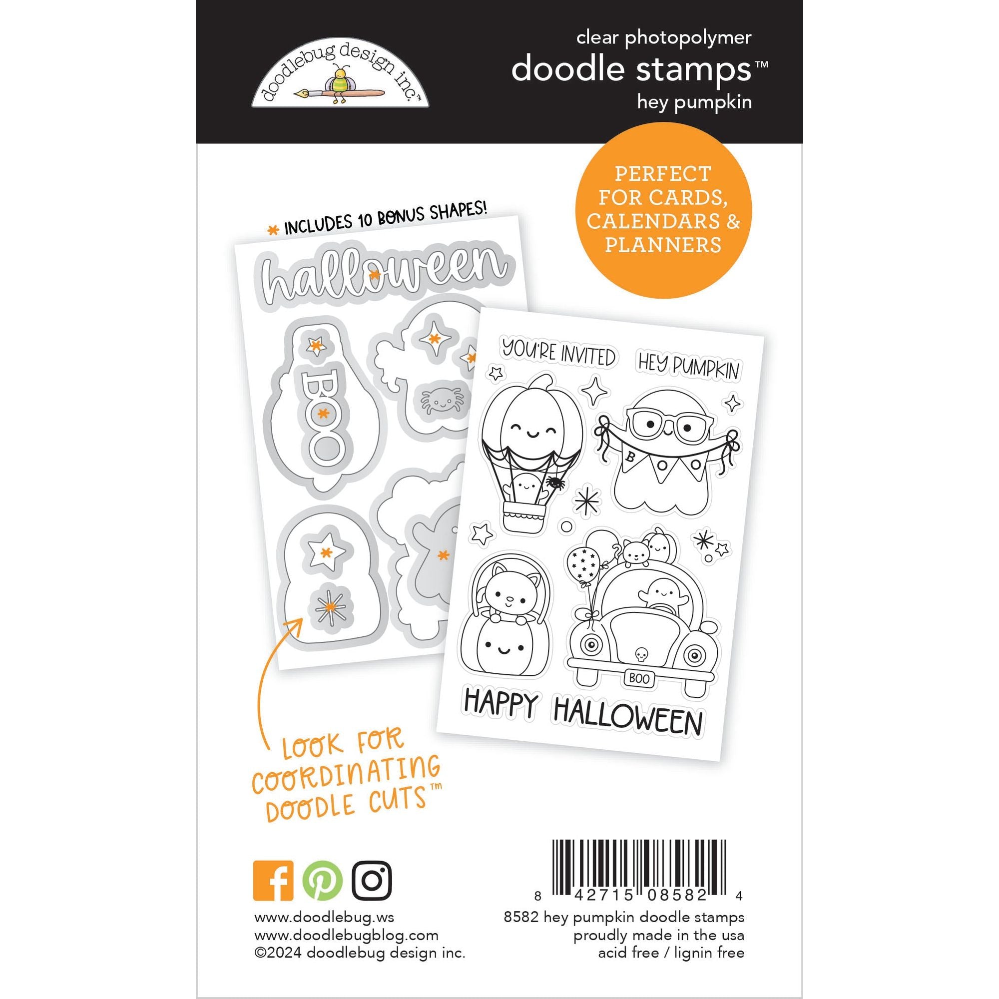 Doodlebug Hey Pumpkin Doodle Stamps 8582 Back of Packaging