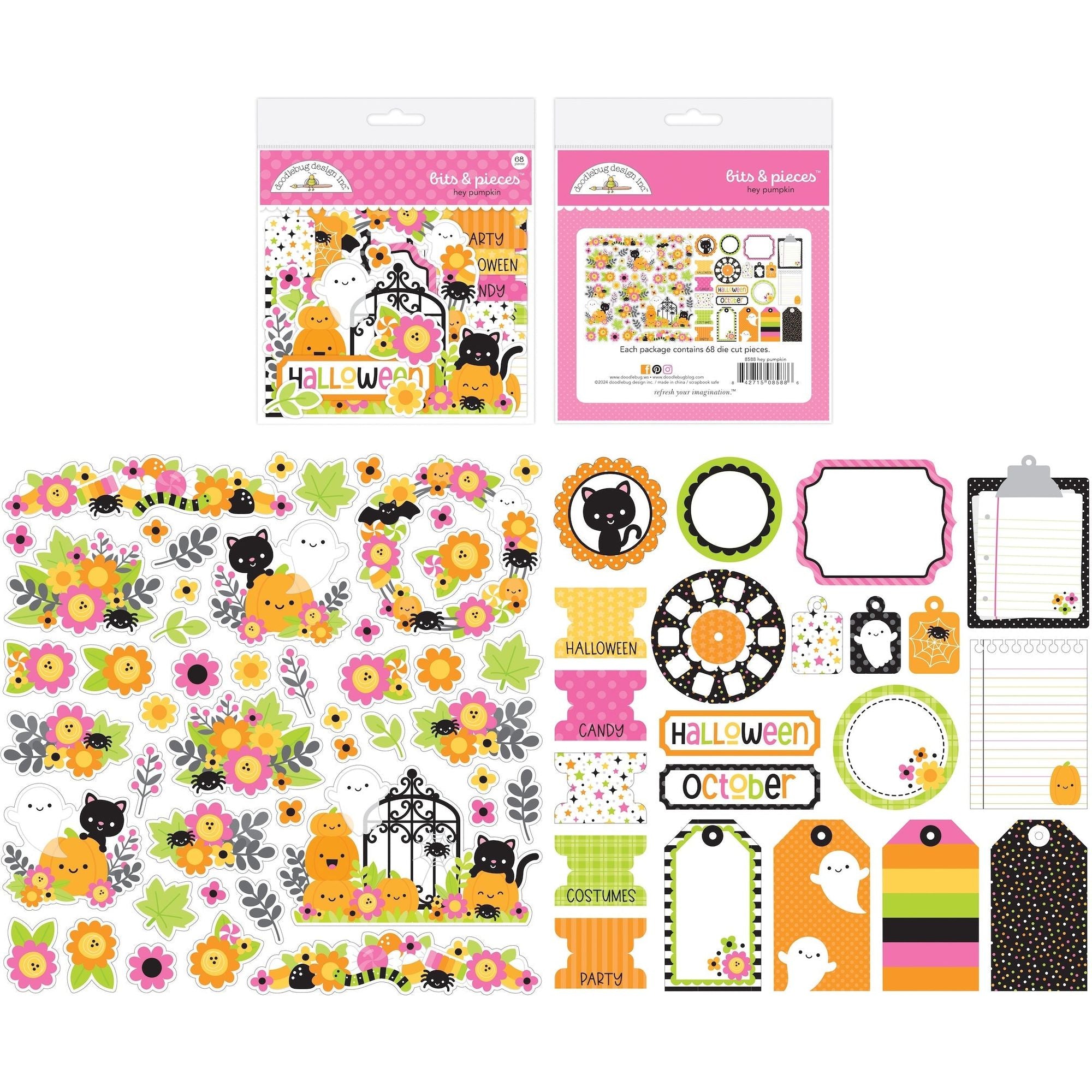 Doodlebug Hey Pumpkin Bits and Pieces Ephemera Die Cut Shapes 8588