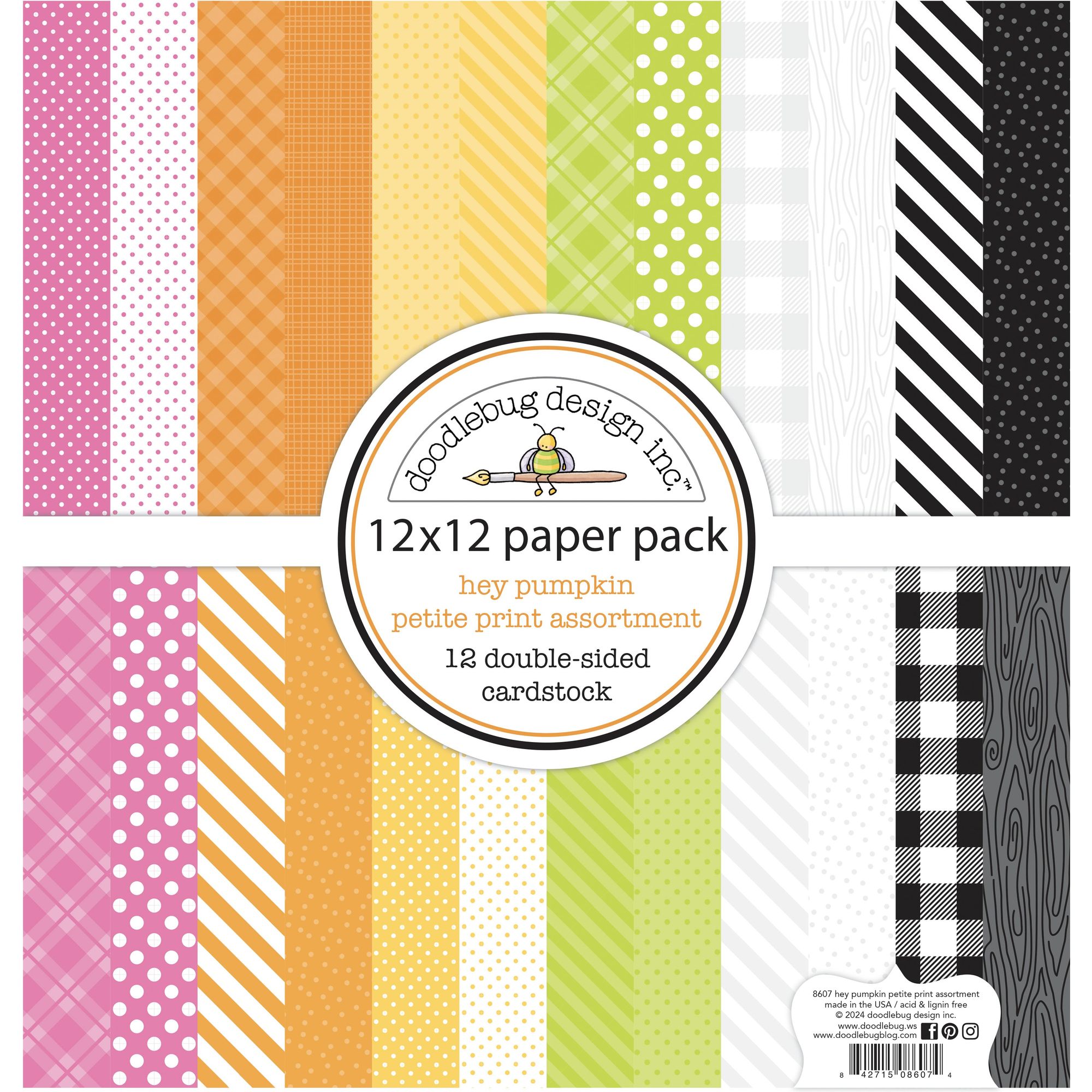 Doodlebug Hey Pumpkin Petite Prints 12x12 Inch Assortment Pack 8607