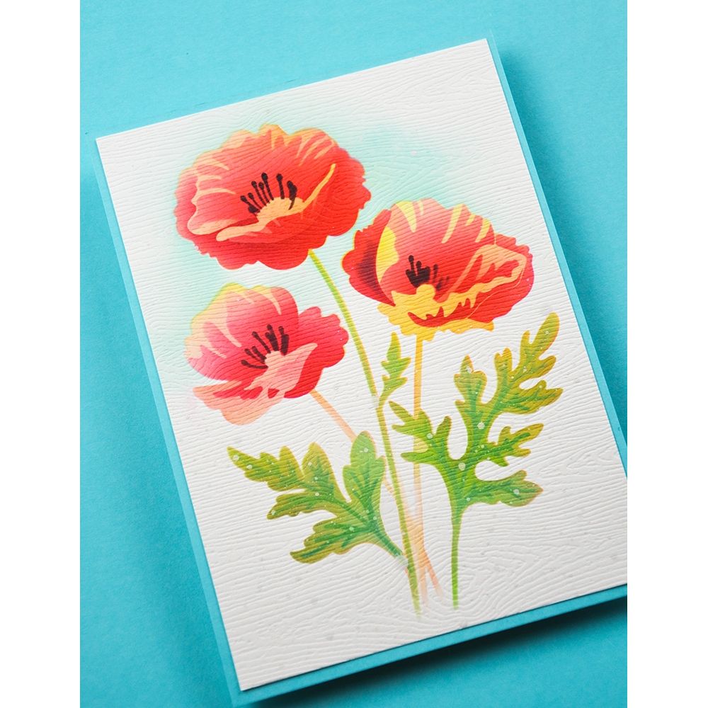 Memory Box Playful Poppies Stencil Set 88621
