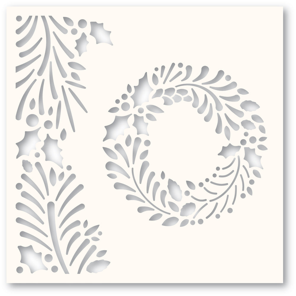 Memory Box Holly Wreath Stencil 88628