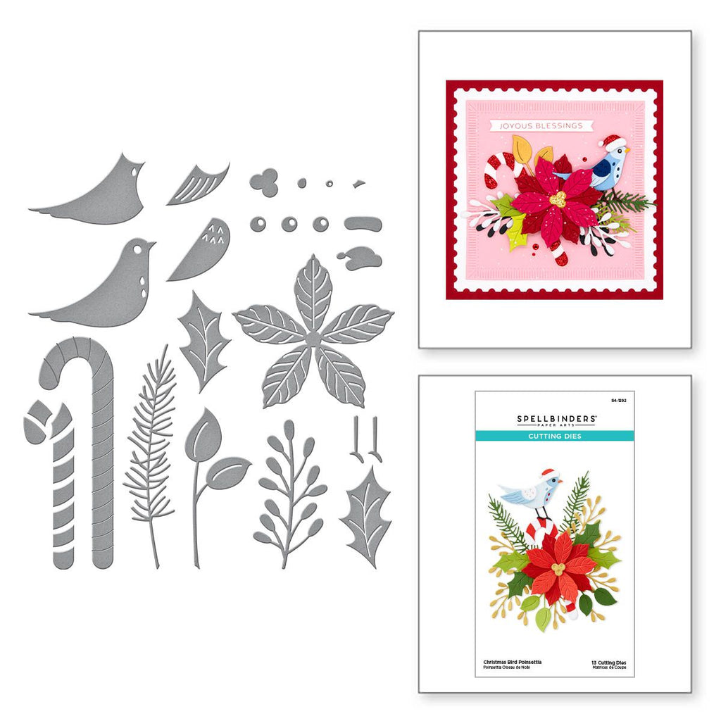S4-1292 Spellbinders Christmas Bird Poinsettia Etched Dies bird