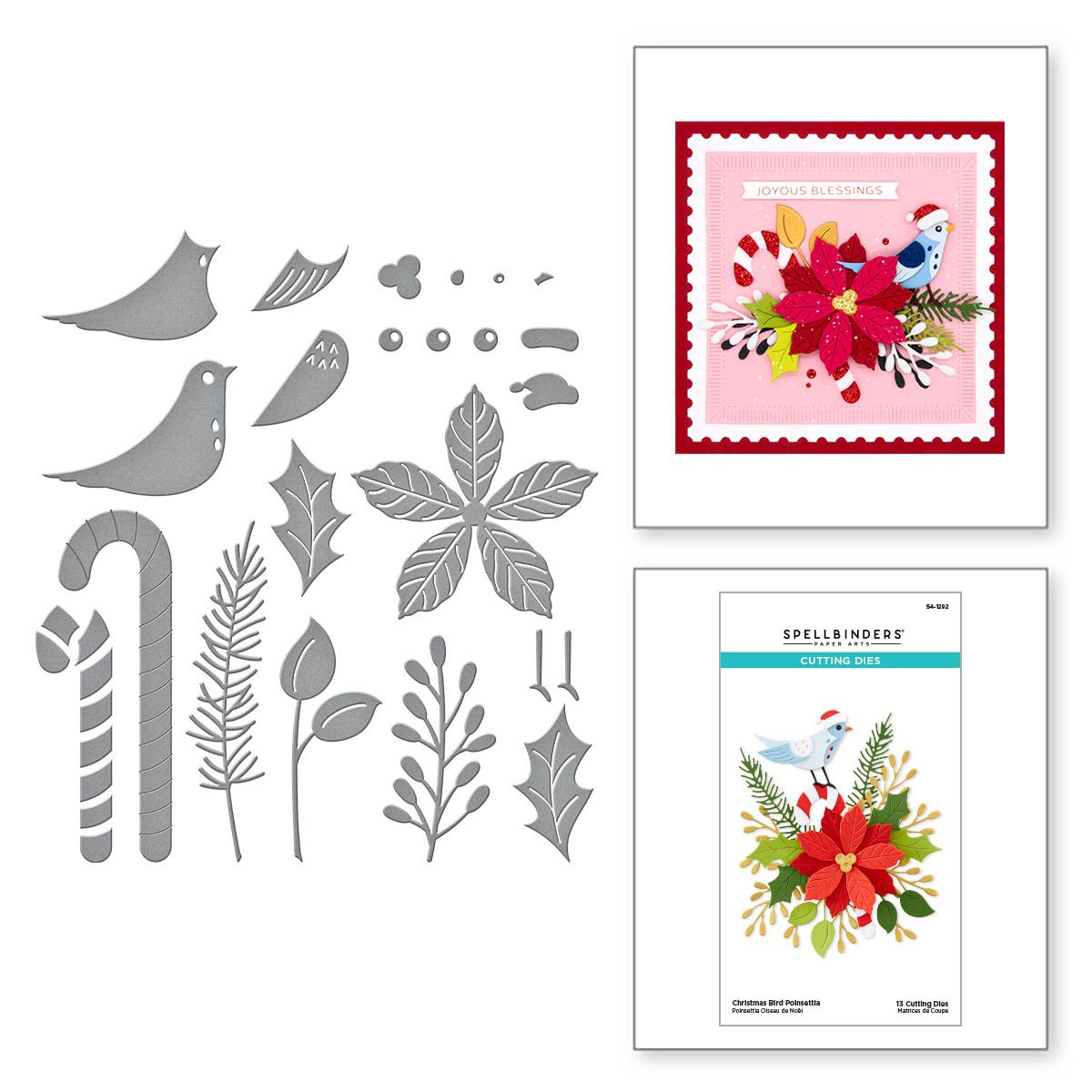S4-1292 Spellbinders Christmas Bird Poinsettia Etched Dies bird