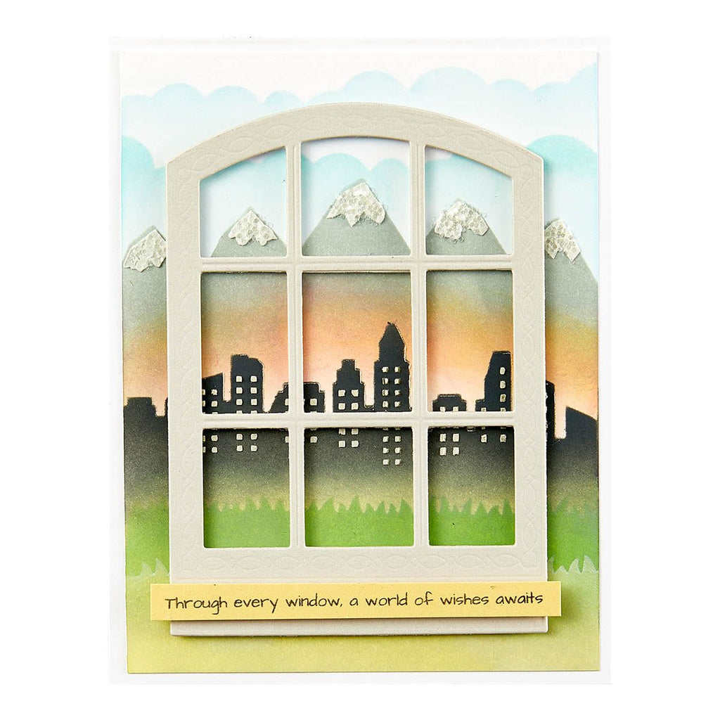 stn-083 Spellbinders Background Scapes Stencils cityscape