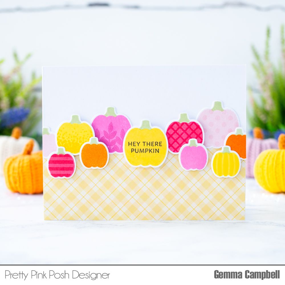 Pretty Pink Posh Decorative Pumpkins Clear Stamps colorful pumpkins