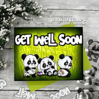 Whimsy Stamps Panda Get Well Clear Stamps 1239a green