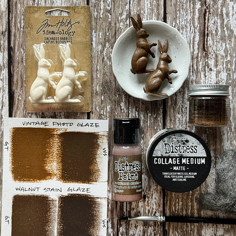 Tim Holtz Distress Collage Medium Matte Ranger tda79309 Chocolate Easter Rabbit Project | color-code:ALT8
