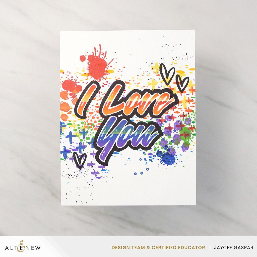 Altenew Chrome Sentiments Stencil alt8828 i love you