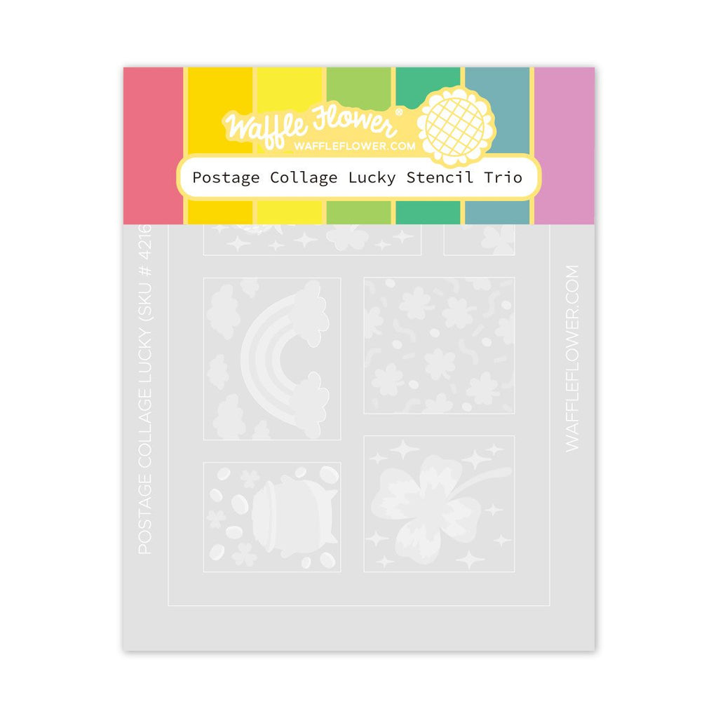 Waffle Flower Postage Collage Lucky Stencil Trio 421616