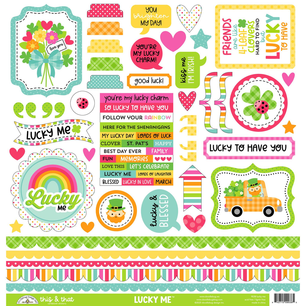 Doodlebug Lucky Me 12x12 Inch Paper Pack 9046 this and that stickers
