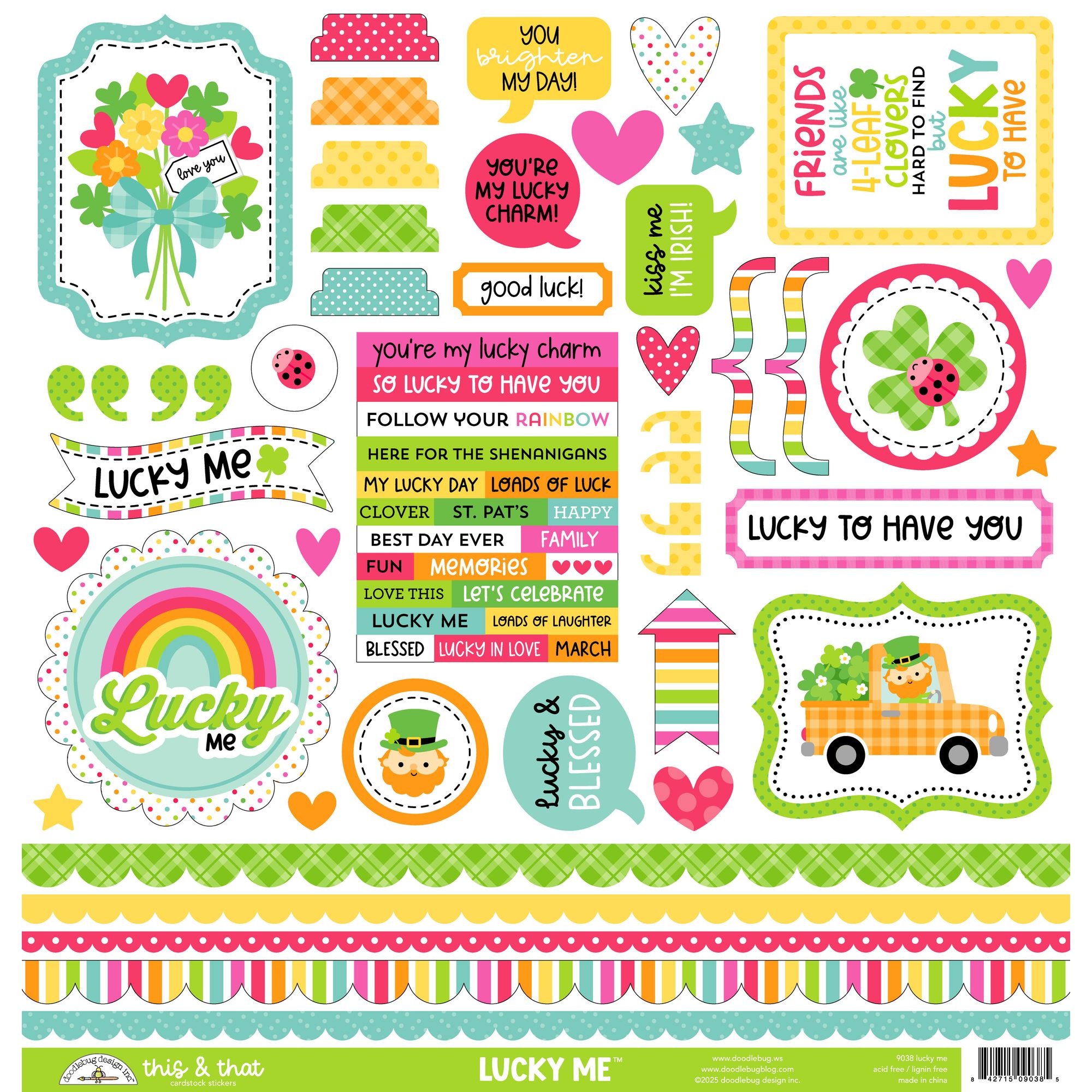 Doodlebug Lucky Me 12x12 Inch Paper Pack 9046 this and that stickers