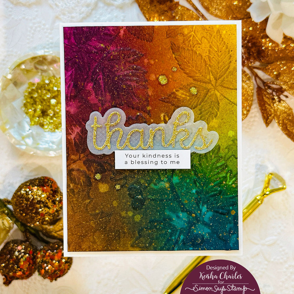 PinkFresh Studio GOLD Glitter Drops pf093es Falling Leaves Card | color-code:ALT02