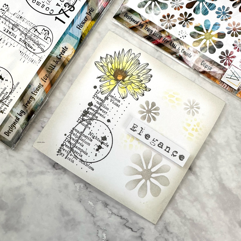 AALL & Create Flower Trio A5 Clear Stamp Set 924 elegance flower card