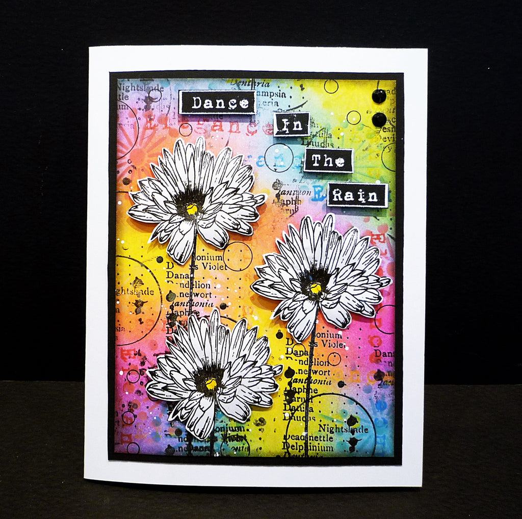 AALL & Create Flower Trio A5 Clear Stamp Set 924 dance in rain card
