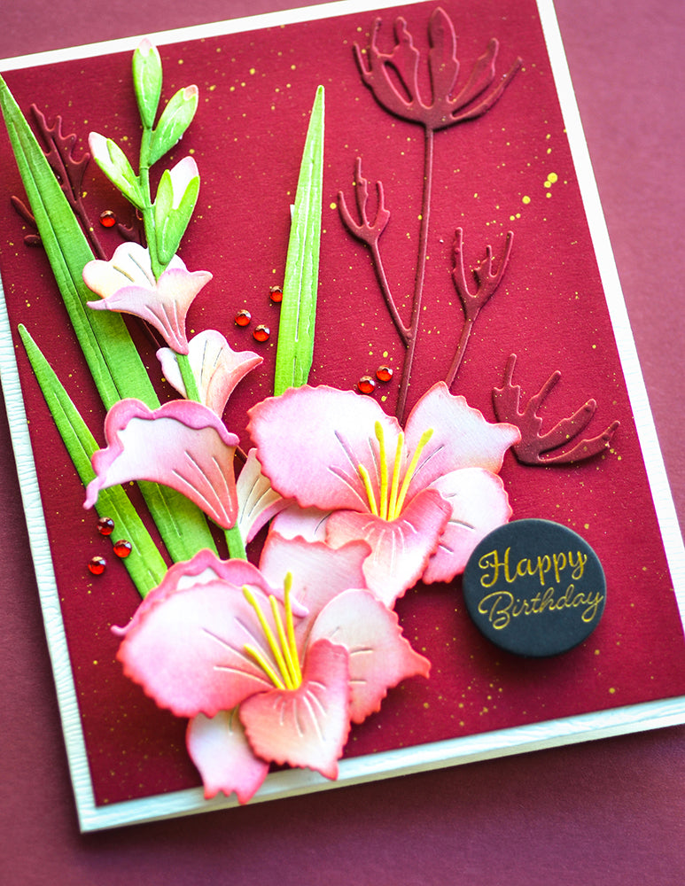 Memory Box Gladiola Blossom and Leaves Dies 94795 birthday