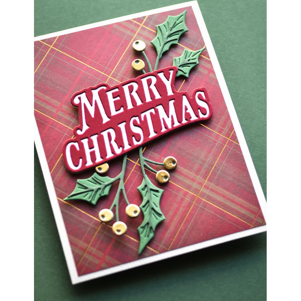 Memory Box Merry Christmas Wave Dies 94799 plaid