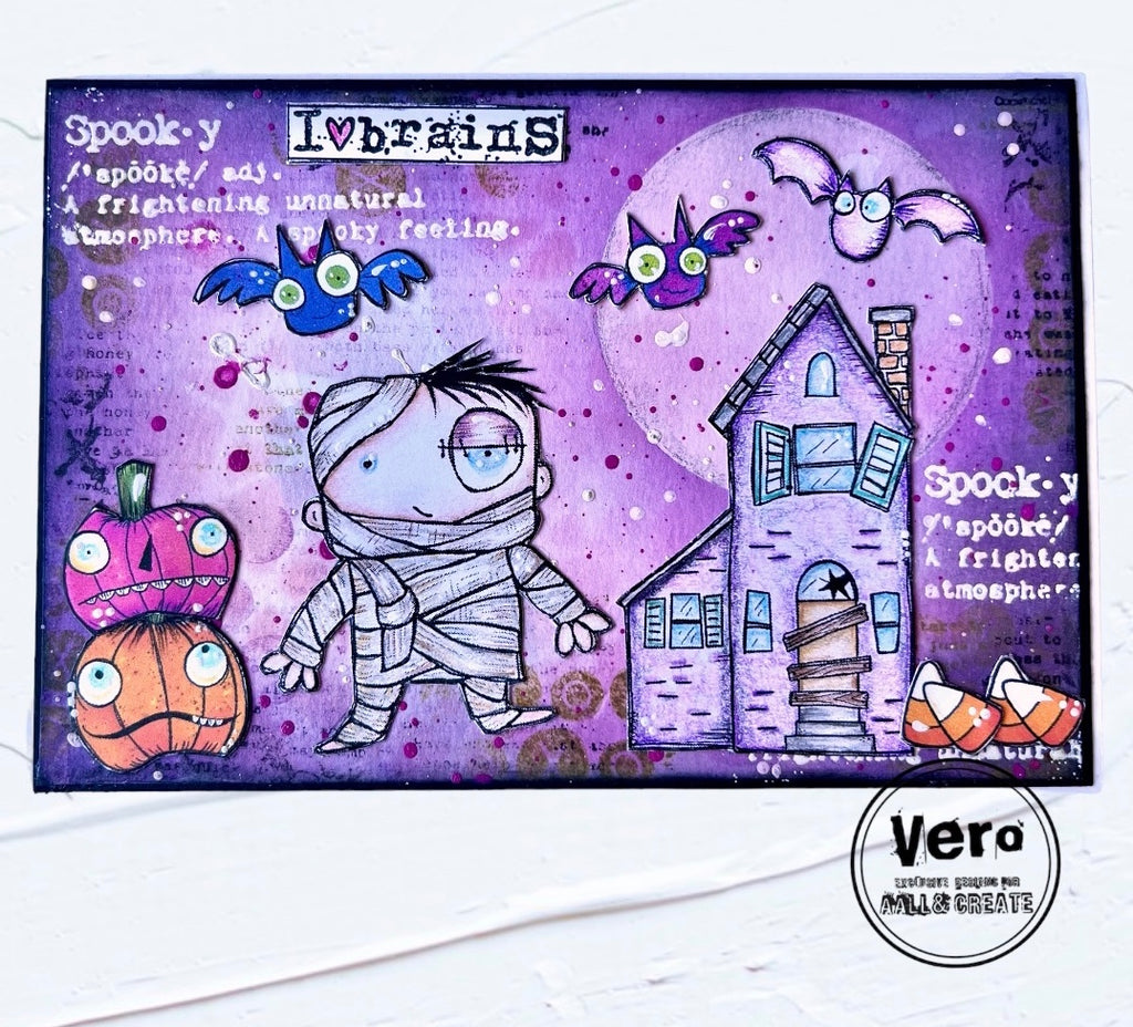 AALL & Create I Love Brains A7 Clear Stamps aall954 halloween mummy
