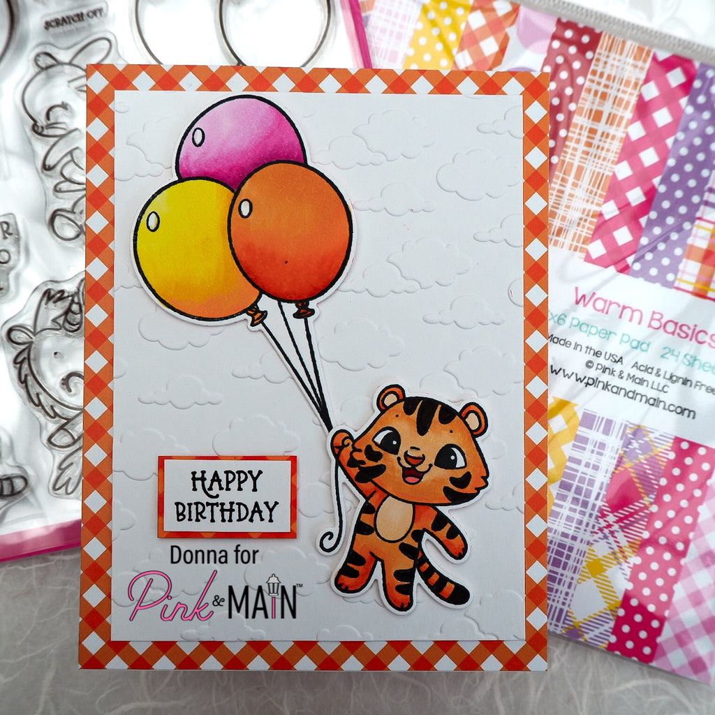 Pink and Main FLOATING BY Clear Stamps PM0592 birthday card