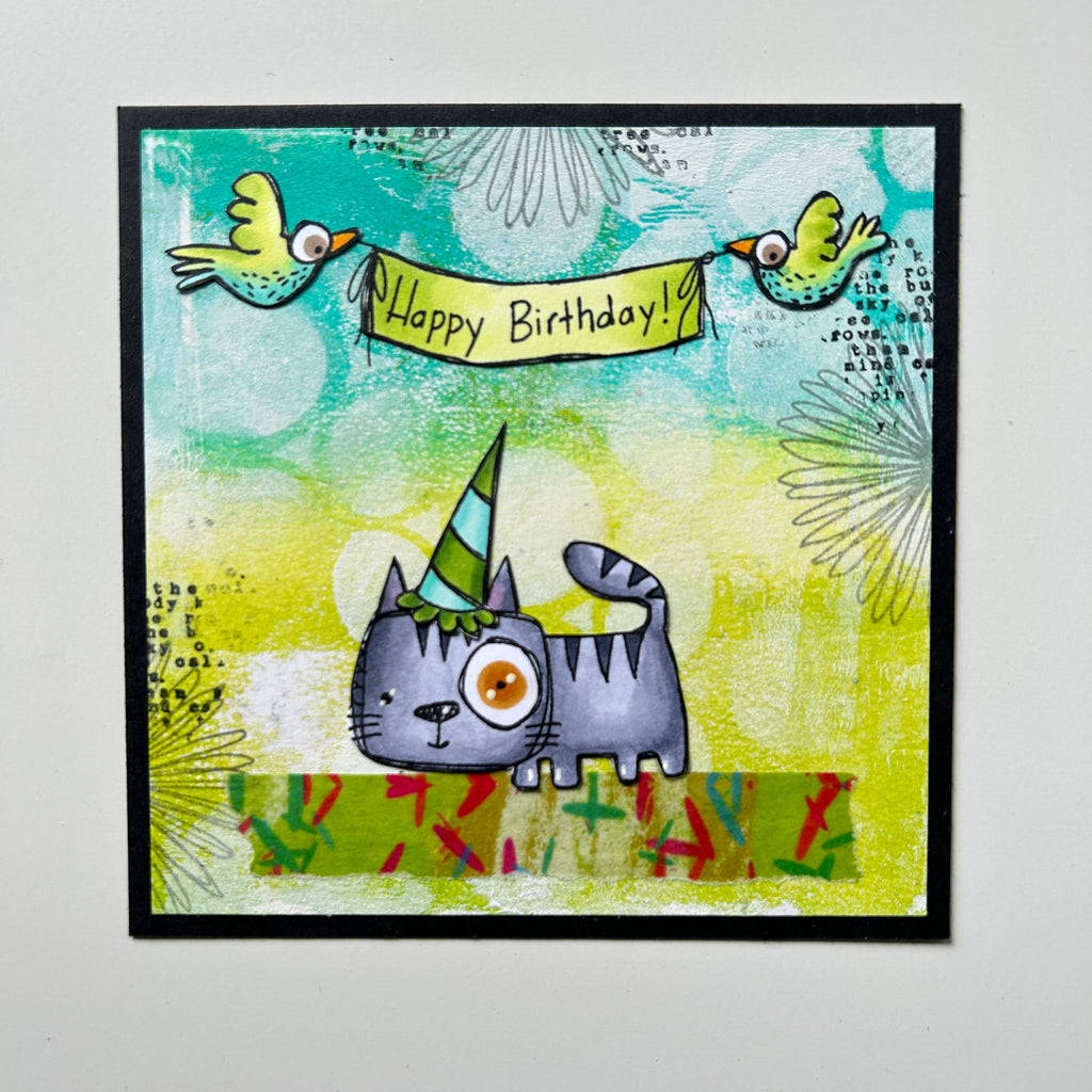 AALL & Create Purrfect Birthday A7 Clear Stamps 966 watercolor