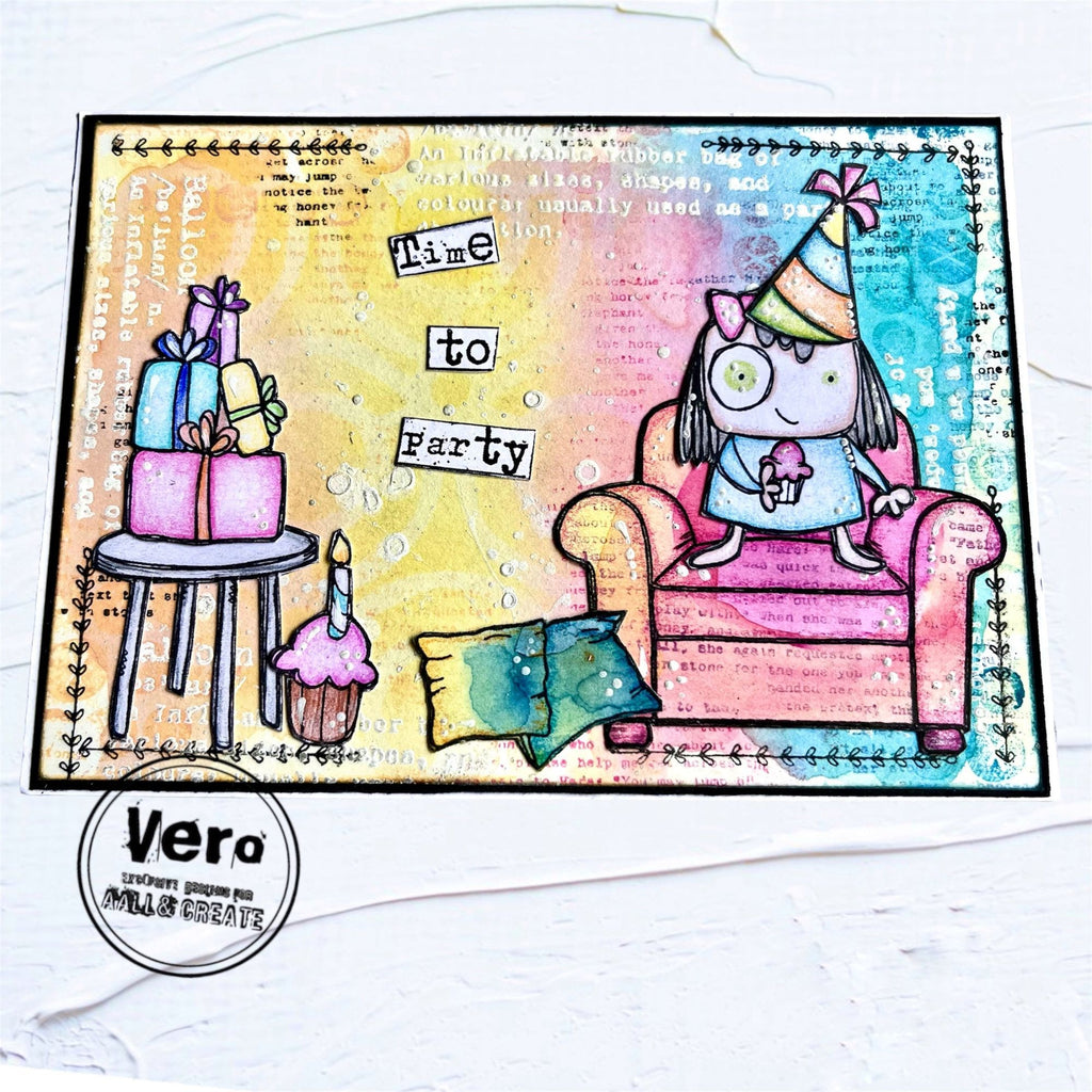 AALL & Create Time To Party A7 Clear Stamps 967 watercolor
