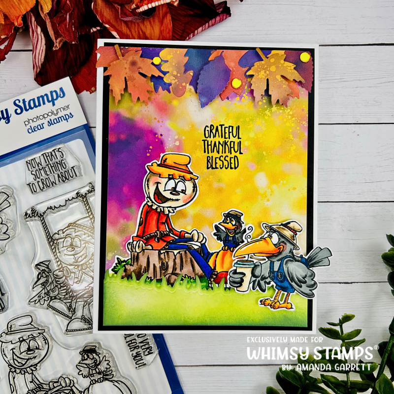 Whimsy Stamps Blessed Scarecrows Clear Stamps dp1121 grateful