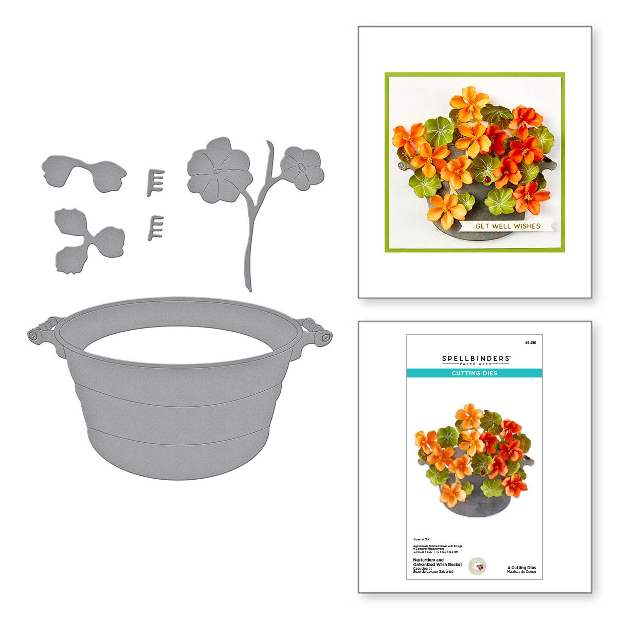 s5-615 Spellbinders Nasturtium and Galvanized Wash Bucket Etched Dies product image