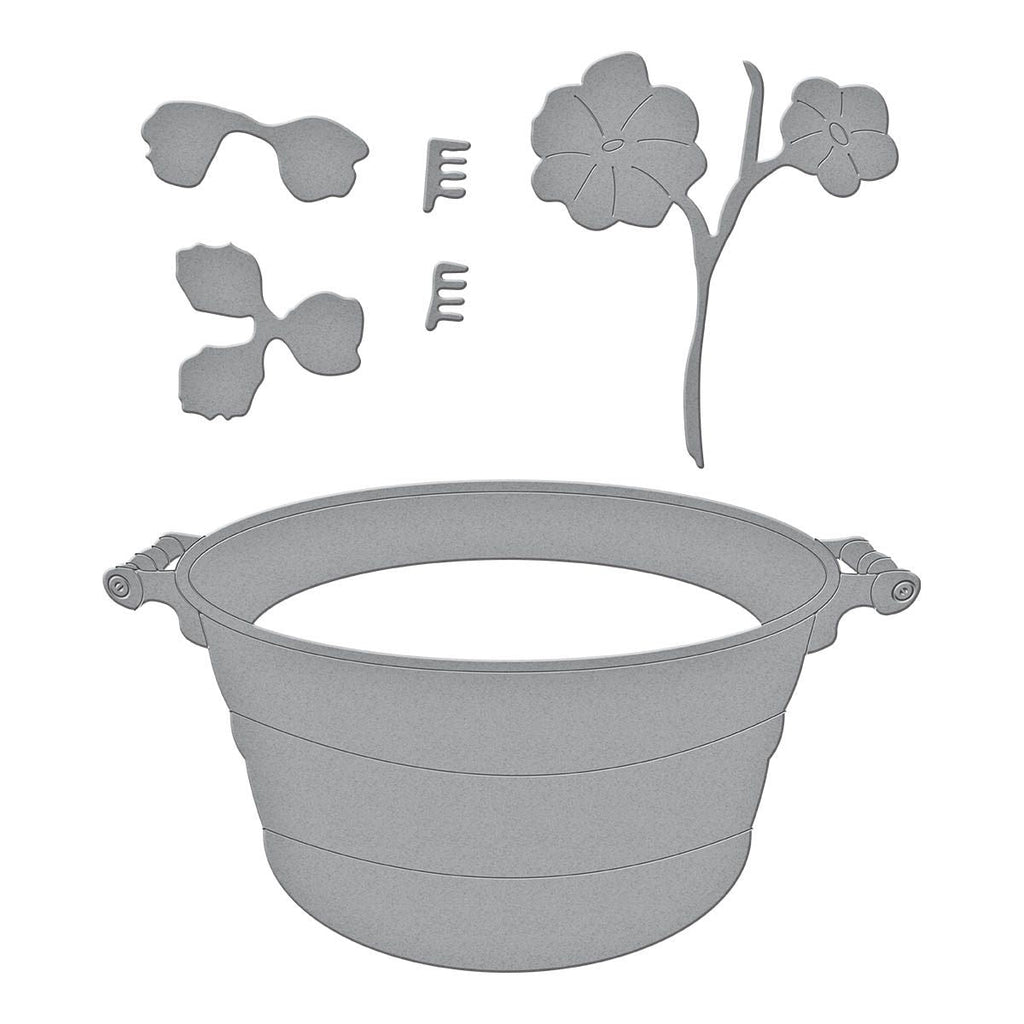 s5-615 Spellbinders Nasturtium and Galvanized Wash Bucket Etched Dies