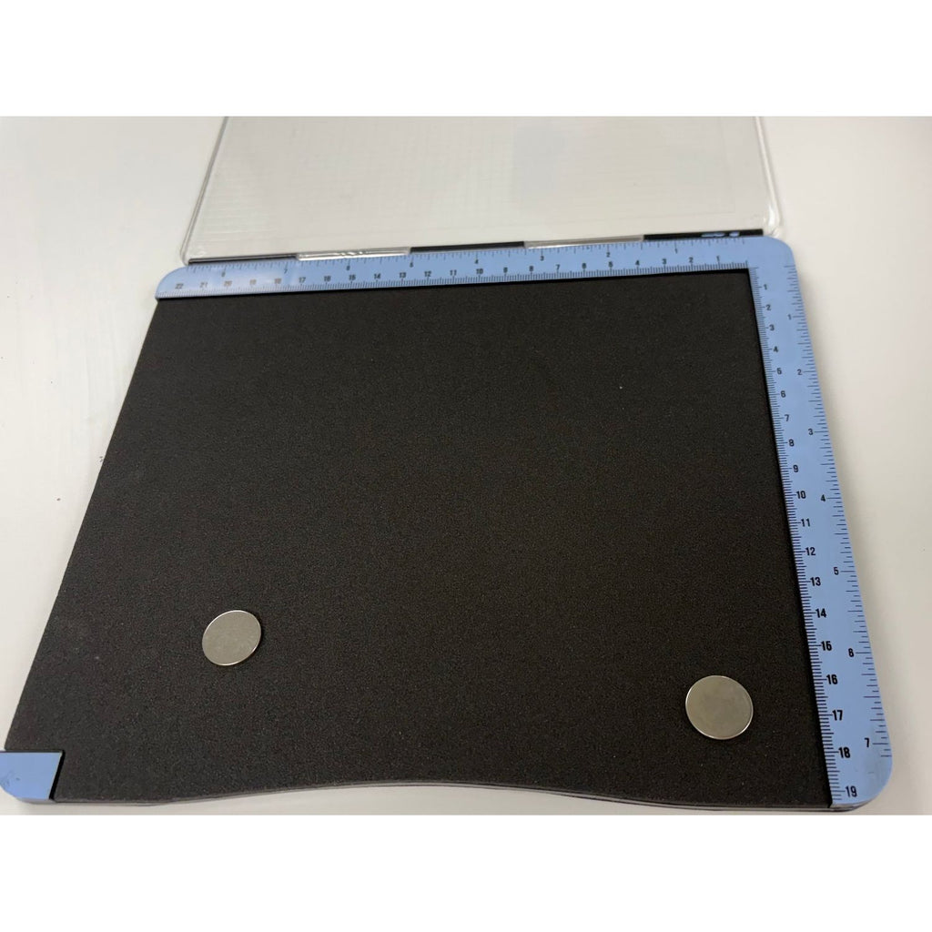 9 x 7 Inch Acrylic Stamp Positioning Tool With Magnets Lid Open Close Up with Magnets Ruler Close Up