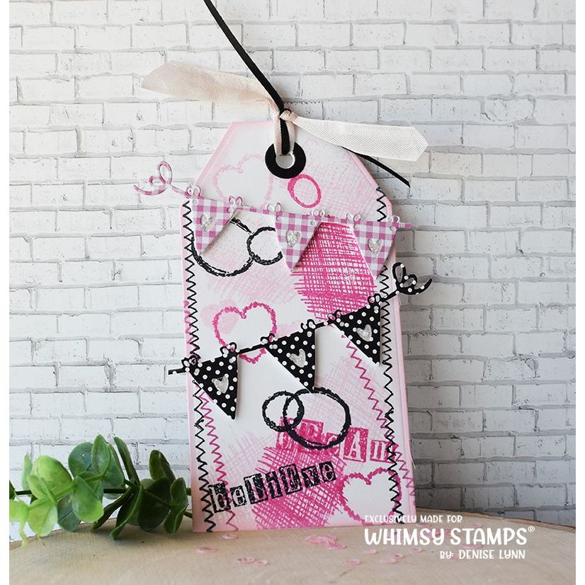 Whimsy Stamps Mixed Media Bits Clear Stamps CWSD318a tag pennants