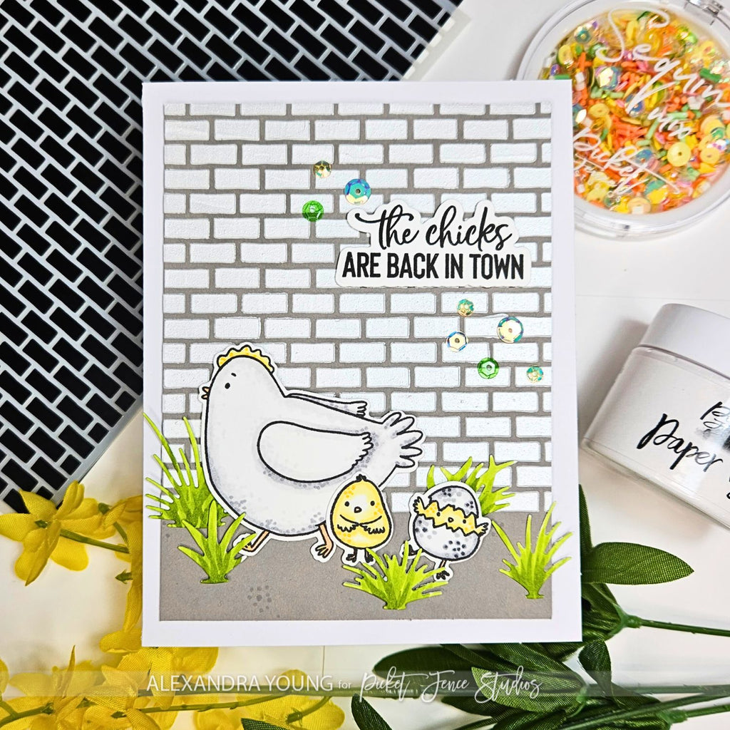 Picket Fence Studios Spring Chicks Are Back In Town Clear Stamps a-179 chicks