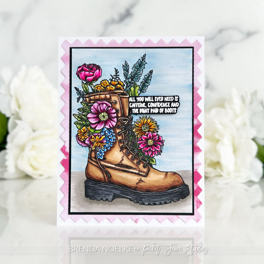 Picket Fence Studios Glossy A2 Card Fronts Cotton Candy Clouds fg-108 right pair of boots