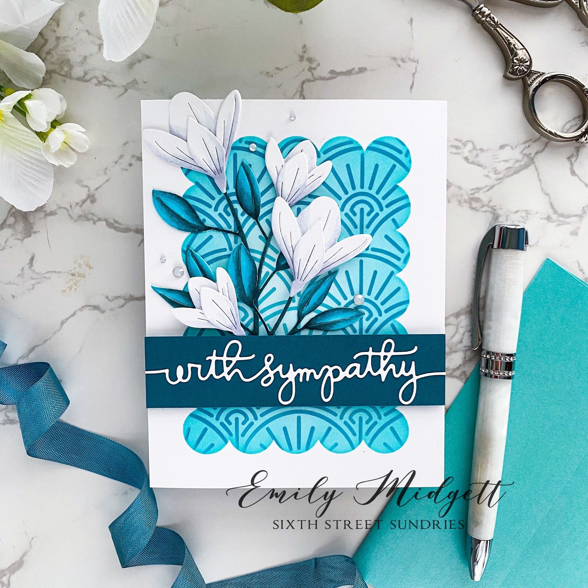 Simon Says Stamp Stencils A2 Scalloped Rectangles ssst221681 Out Of This World Sympathy Card | color-code:ALT02