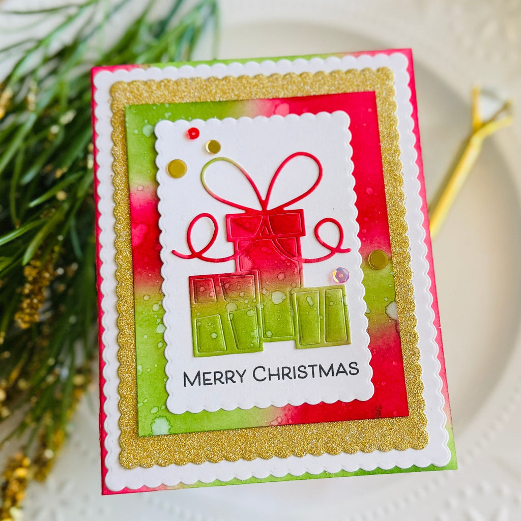 Simon Says Stamp A2 Scalloped Rectangles Wafer Dies 8021sd STAMPtember Christmas Card