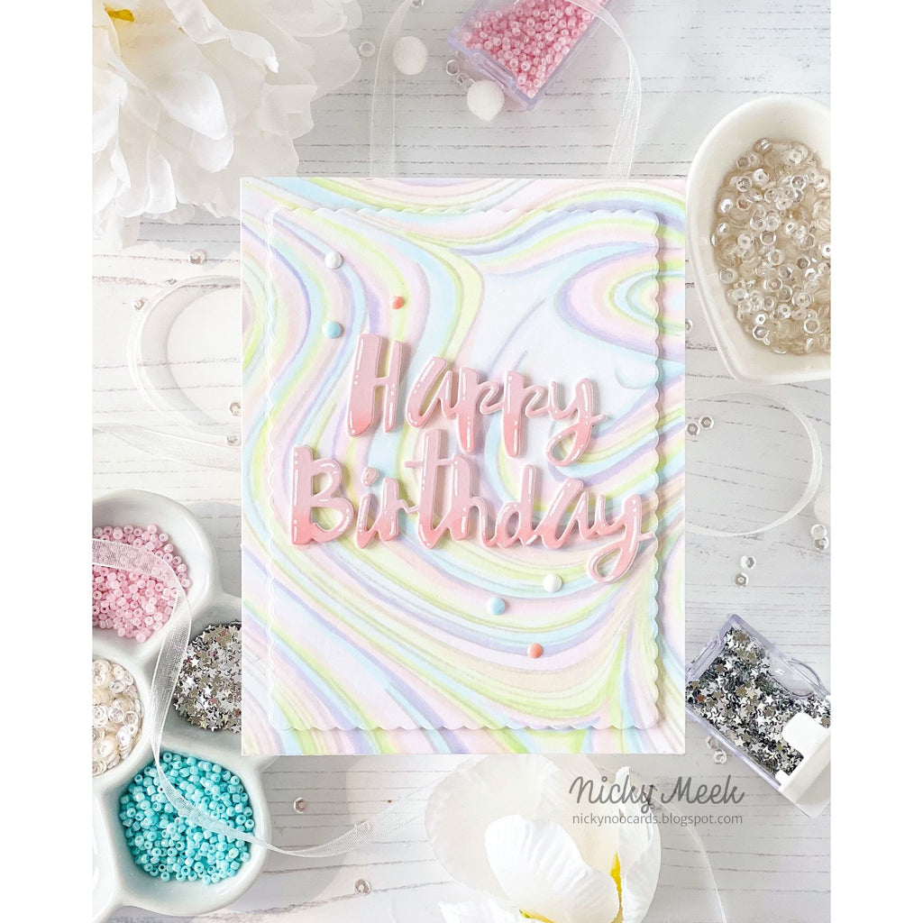 Simon Says Stamp A2 Scalloped Rectangles Wafer Dies 8021sd STAMPtember Birthday Card