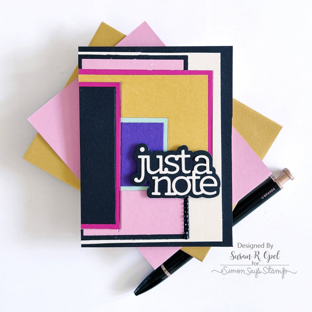 Simon Says Stamp A7 Nesting Frames Wafer Dies 1049sd Celebrate Just a Note Card