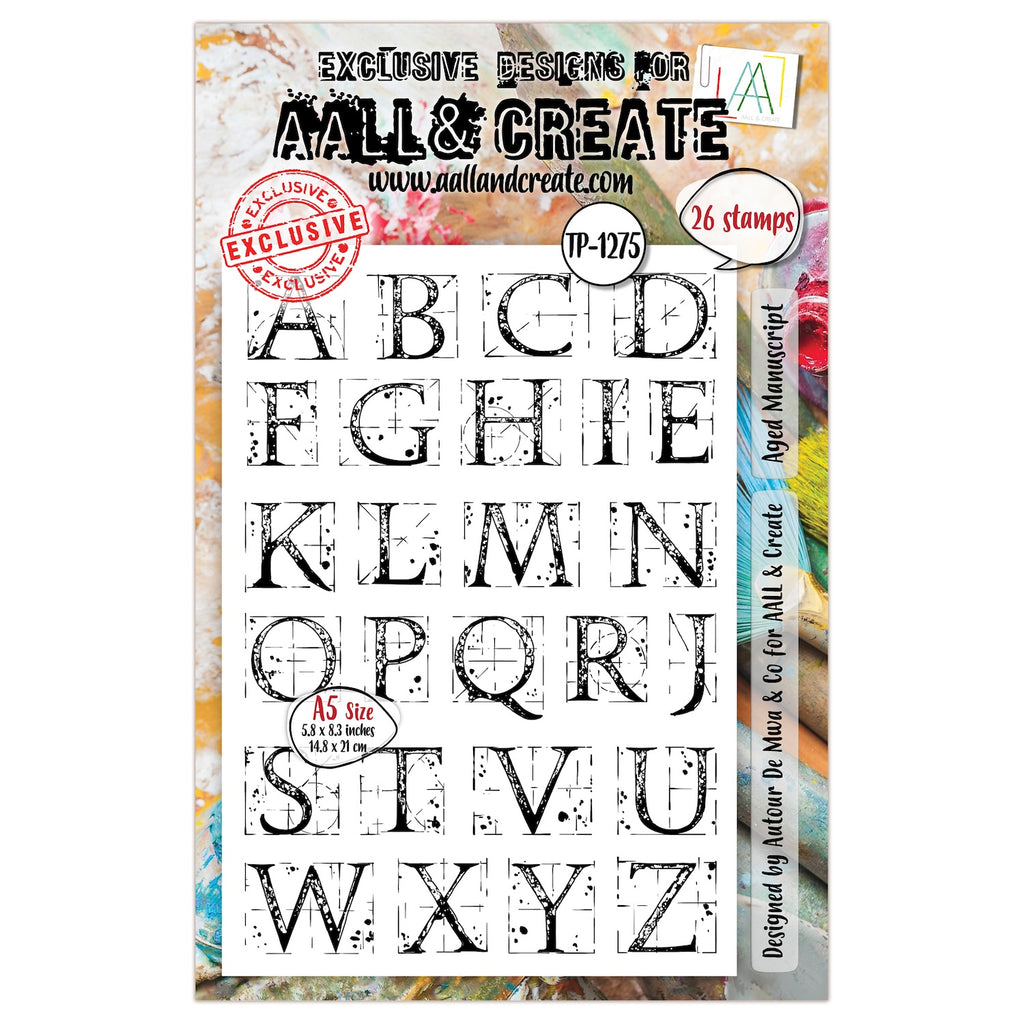 AALL & Create Aged Manuscript A5 Clear Stamp Set 1275