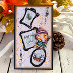 AALL & Create Antique Mirrors Dies di-133 purple hat purple scarf pumpkins jump in fall fun card