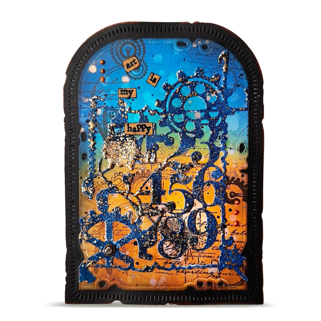 AALL & Create Arc N Art Dies di-104 gears and numbers art is my happy card