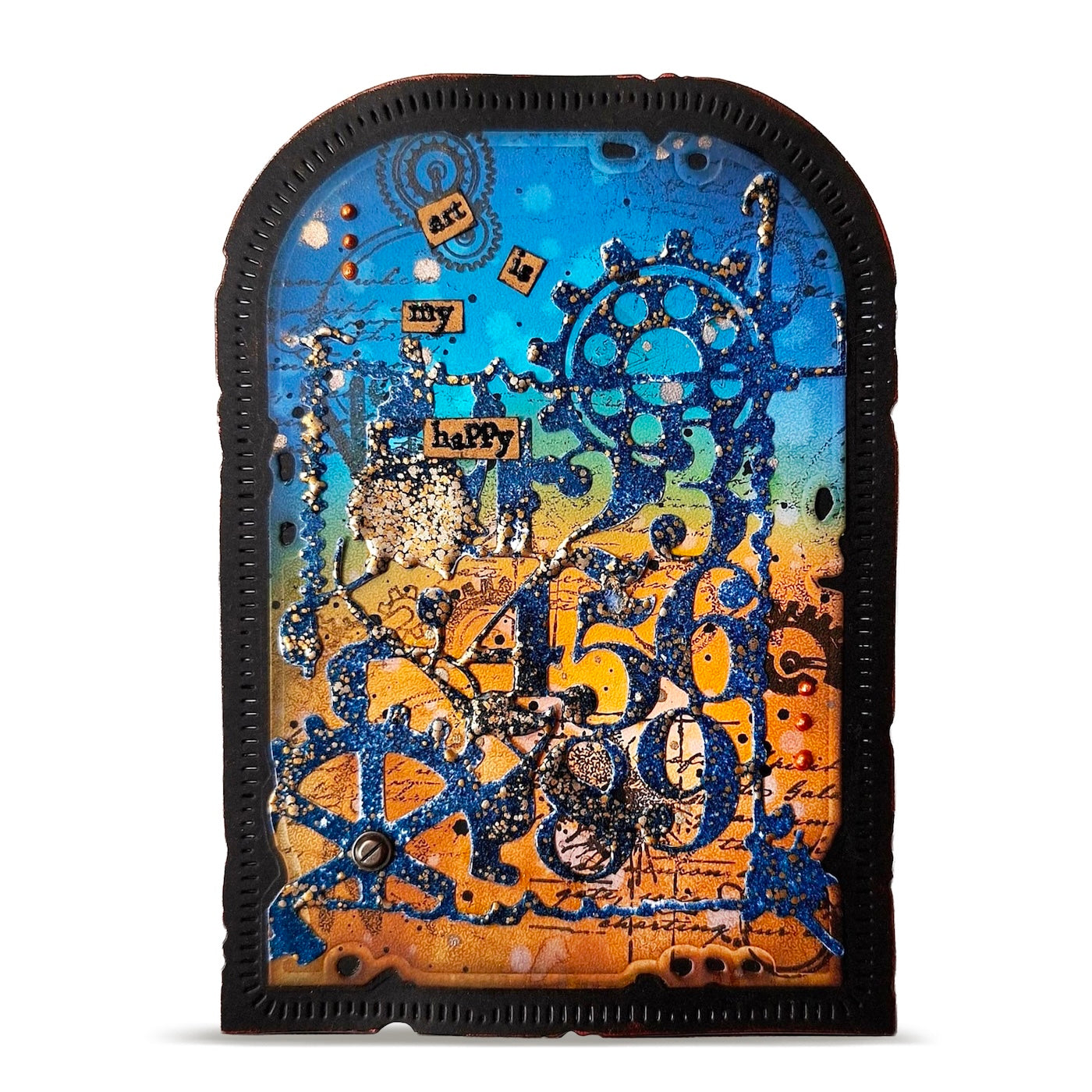 AALL & Create Arc N Art Dies di-104 gears and numbers art is my happy card