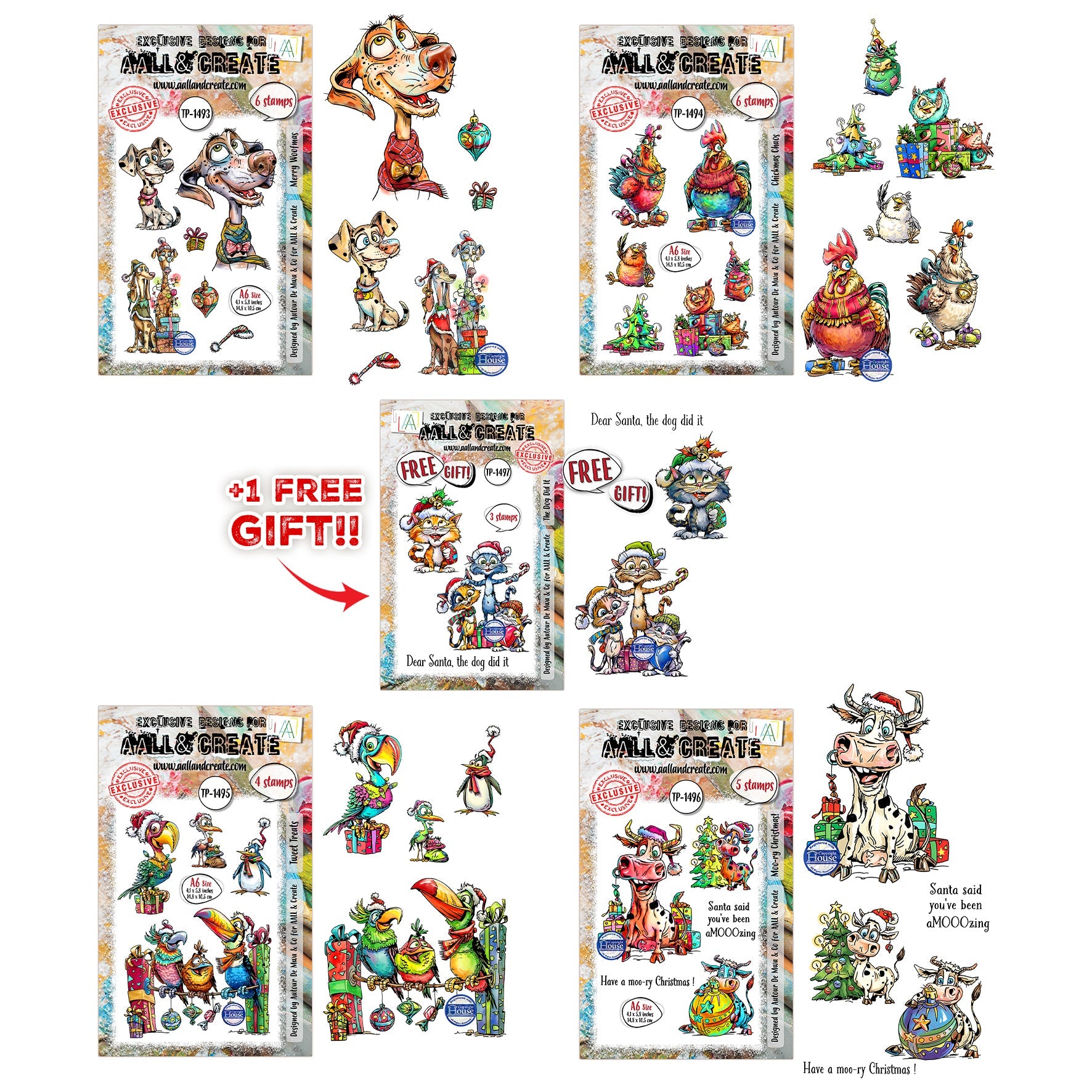 AALL & Create Autour De Mwa Festive Friends Stamp Pack pck-adm001