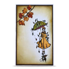 AALL & Create Autumn Dreamer A6 Clear Stamp Set 1538 green umbrella leaf vines brown dress card