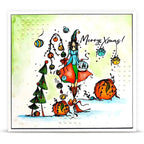 AALL & Create Baubles of Season A6 Clear Stamp Set 1469 colored ornaments blue top merry xmas card