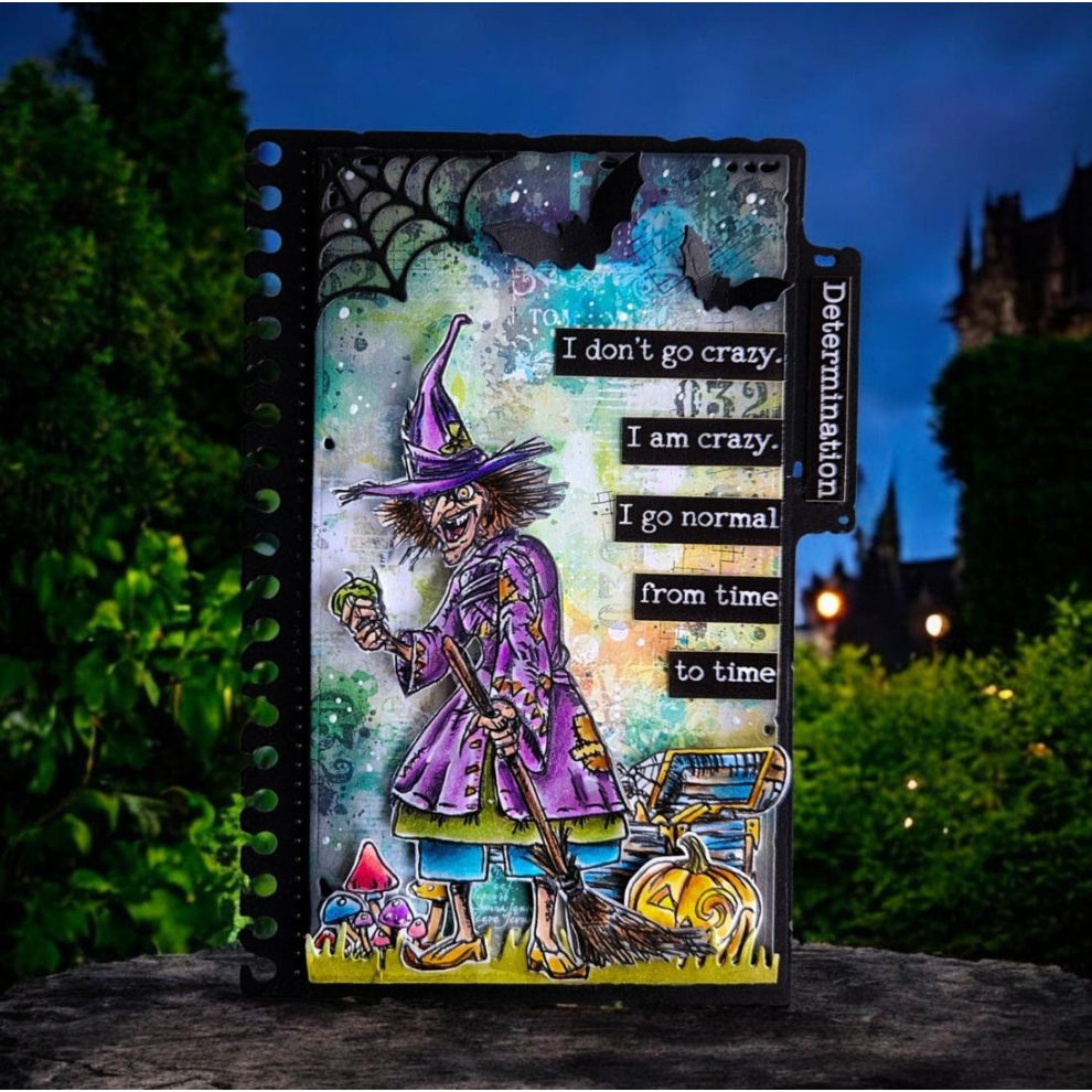 AALL & Create Boo Crew A6 Clear Stamp Set 1506 bat mushrooms purple witch outfit halloween card
