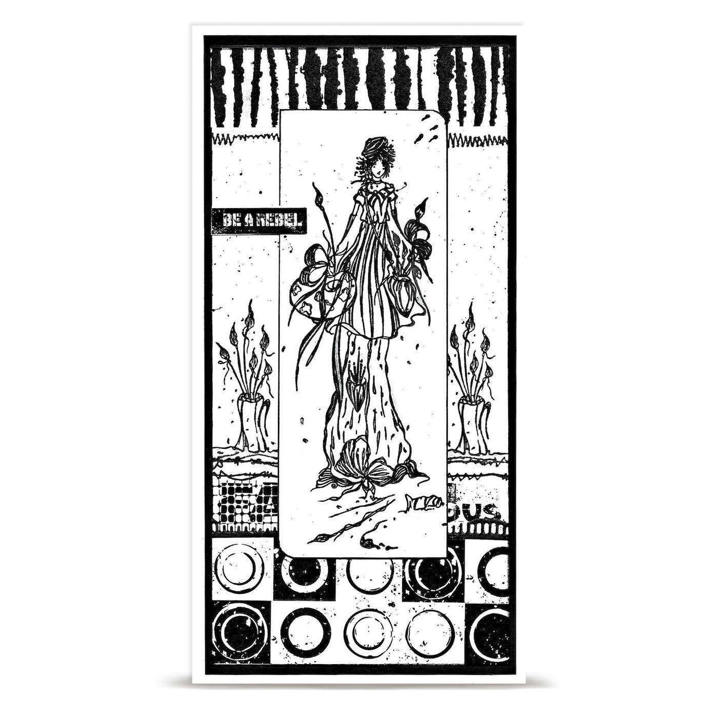 AALL & Create Brush Dreams A6 Clear Stamp Set 1485 black and white be a rebel card