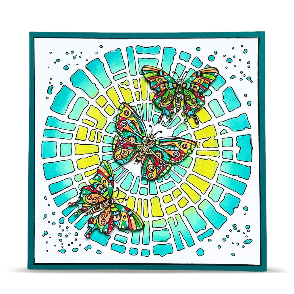 AALL & Create Bubble Field 6x6 Stencil pc-263 butterfly