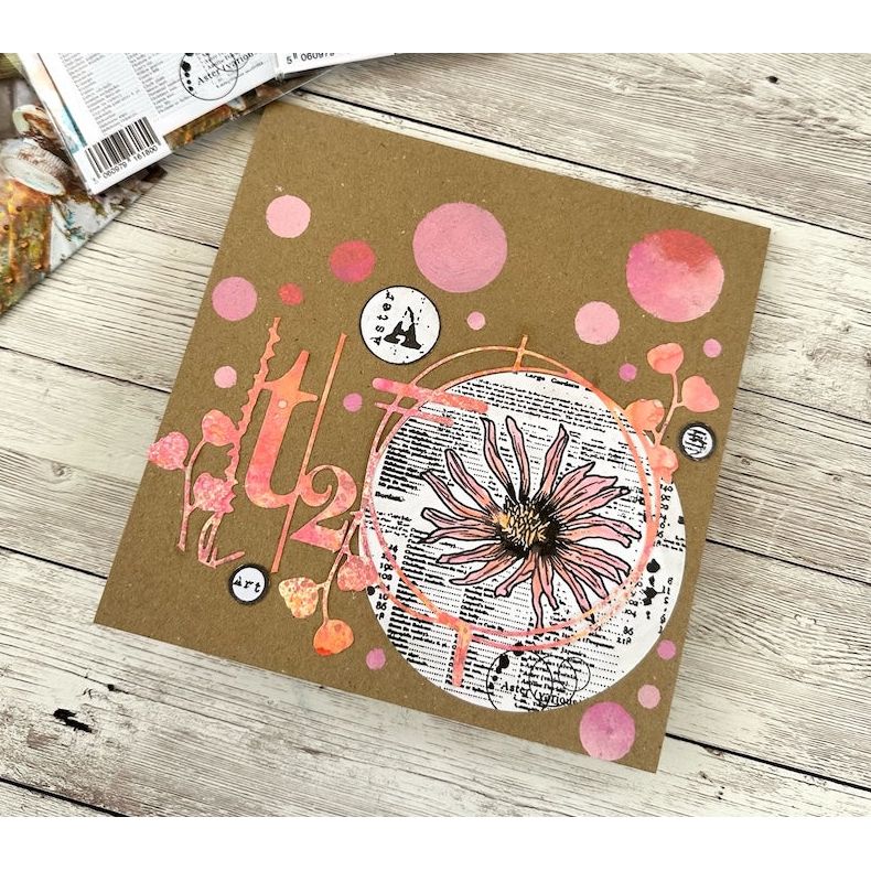 AALL & Create Bursting Buds Die di-013 flower in circle pink circles art card