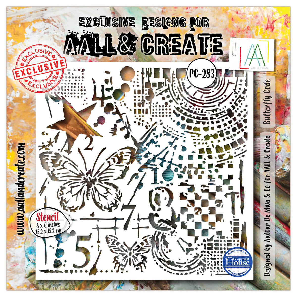 AALL & Create Butterfly Code 6x6 Stencil pc-283