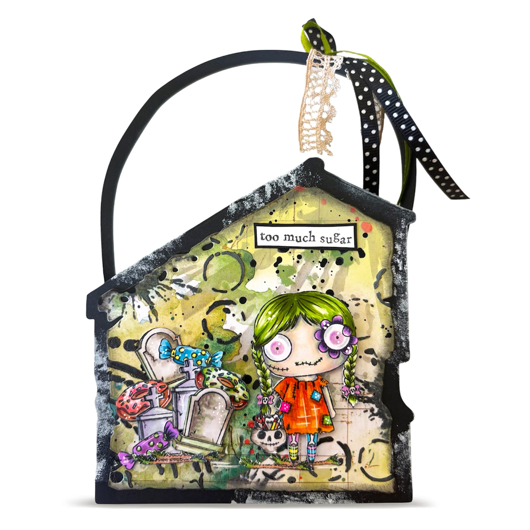 AALL & Create Candy Overload A7 Clear Stamp Set 1415 candy green hair headstones too much sugar box
