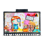 AALL & Create Candy Overload A7 Clear Stamp Set 1415 pumpkin fly fence girl with blue dress card